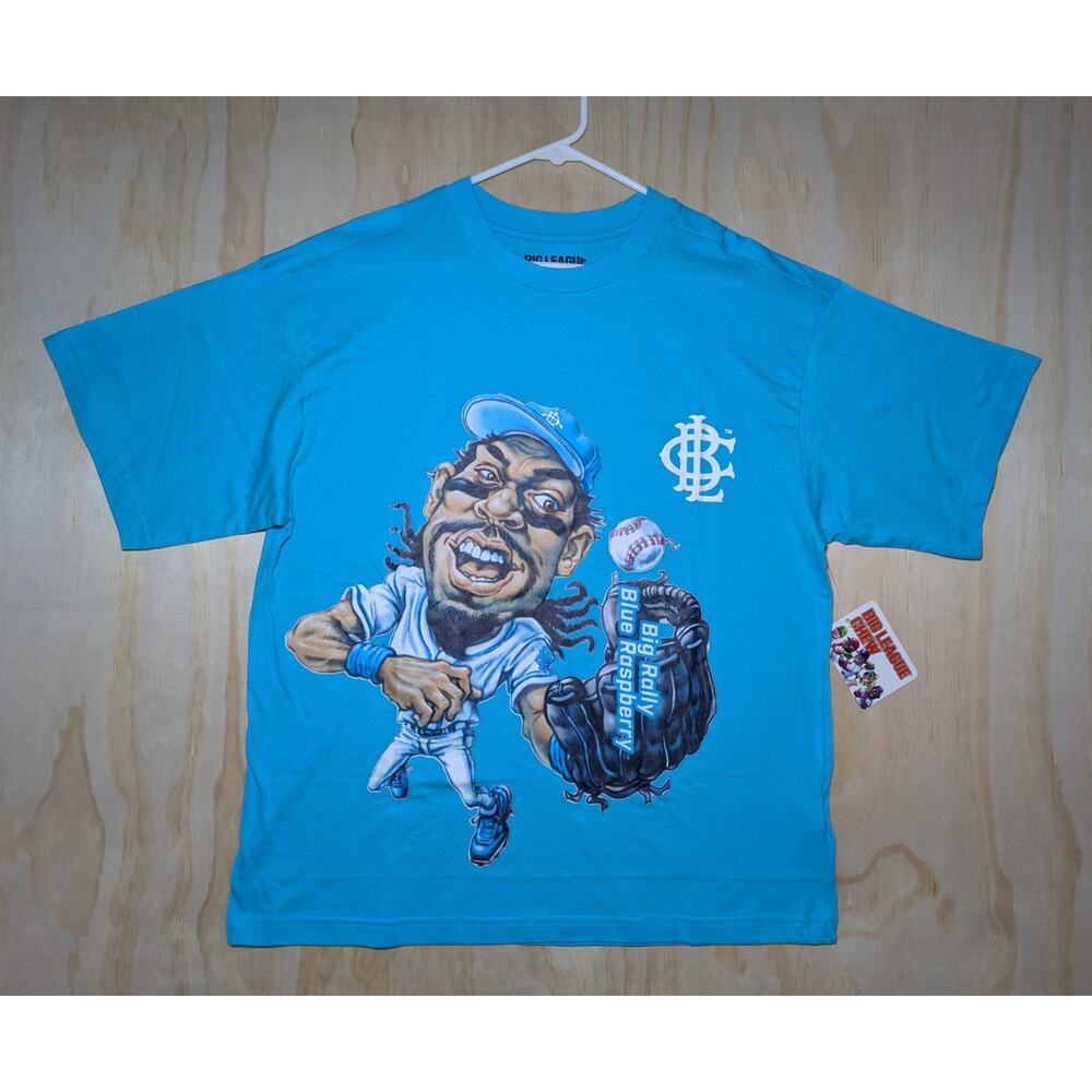 Big League Chew Men's Medium Bubble Gum Candy Licensed Shirt Blue Relaxed Fit